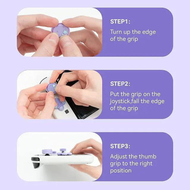Alt view image 5 of 7 - Cute Cross D-Pad Button Caps Silicone Thumb Grips Set, ABXY Key Buttons Sticker Joystick Cover Caps Compatible with Switch/OLED - Happy Planet