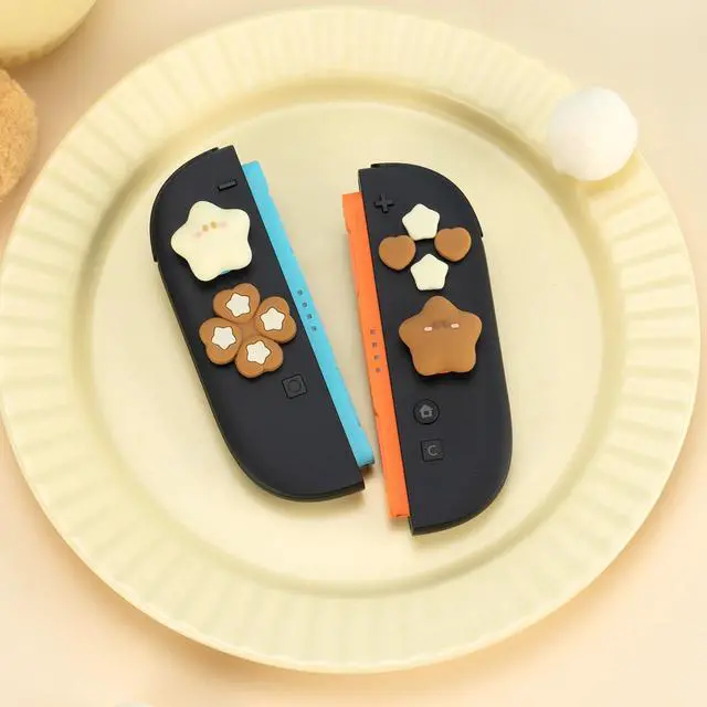 Alt view image 6 of 7 - ABXY Buttons Sticker Joystick Cover Caps for Switch 2, Cross D-Pad Button Caps Silicone Thumb Grips Set Compatible with Nintendo Switch 2 Controller - Star Baby(Yellow Brown)