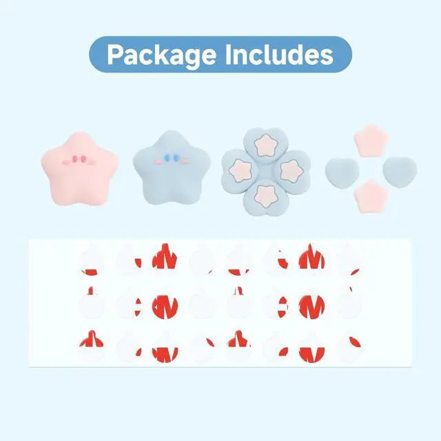 Alt view image 4 of 7 - ABXY Buttons Sticker Joystick Cover Caps for Switch 2, Cross D-Pad Button Caps Silicone Thumb Grips Set Compatible with Nintendo Switch 2 Controller - Star Baby(Pink Blue)
