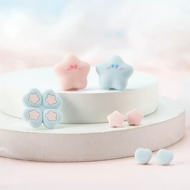 Alt view image 7 of 7 - ABXY Buttons Sticker Joystick Cover Caps for Switch 2, Cross D-Pad Button Caps Silicone Thumb Grips Set Compatible with Nintendo Switch 2 Controller - Star Baby(Pink Blue)