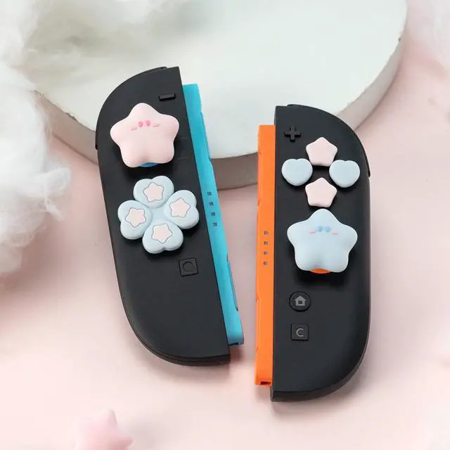Alt view image 6 of 7 - ABXY Buttons Sticker Joystick Cover Caps for Switch 2, Cross D-Pad Button Caps Silicone Thumb Grips Set Compatible with Nintendo Switch 2 Controller - Star Baby(Pink Blue)