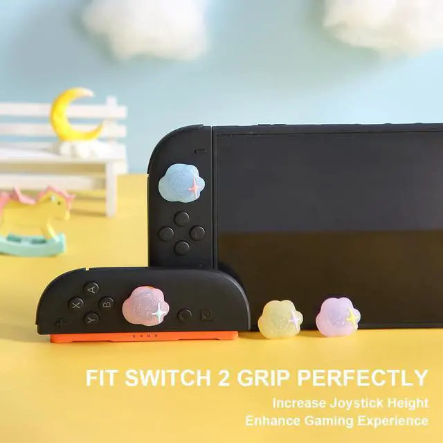 Alt view image 5 of 7 - Thumb Grip for Nintendo Switch 2,Analog Joystick Button Covers for Switch 2 Joycon Controller, Purple Pink Soft Silicone Kawaii Pastel Cloud Gaming Accessories-4PCS
