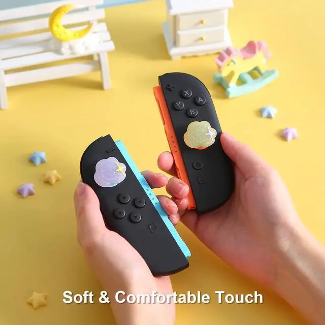 Alt view image 6 of 7 - Thumb Grip for Nintendo Switch 2,Analog Joystick Button Covers for Switch 2 Joycon Controller, Purple Pink Soft Silicone Kawaii Pastel Cloud Gaming Accessories-4PCS