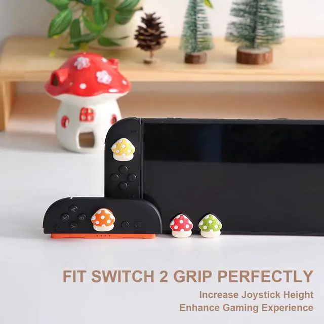 Alt view image 2 of 7 - Thumb Grip for Nintendo Switch 2,Analog Joystick Button Covers for Switch 2 Joycon Controller, Cottage Mushroom Soft Silicone Gaming Accessories-4PCS
