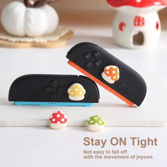 Alt view image 7 of 7 - Thumb Grip for Nintendo Switch 2,Analog Joystick Button Covers for Switch 2 Joycon Controller, Cottage Mushroom Soft Silicone Gaming Accessories-4PCS
