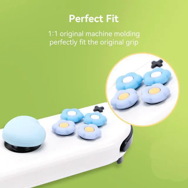 Alt view image 3 of 7 - Cross D-Pad Button Caps Thumb Grips Set,Silicone ABXY Key Buttons Sticker Compatible with Switch/OLED Joy Con (Blue & Purple)