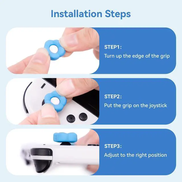 Alt view image 5 of 7 - Cross D-Pad Button Caps Thumb Grips Set,Silicone ABXY Key Buttons Sticker Compatible with Switch/OLED Joy Con (Blue & Purple)