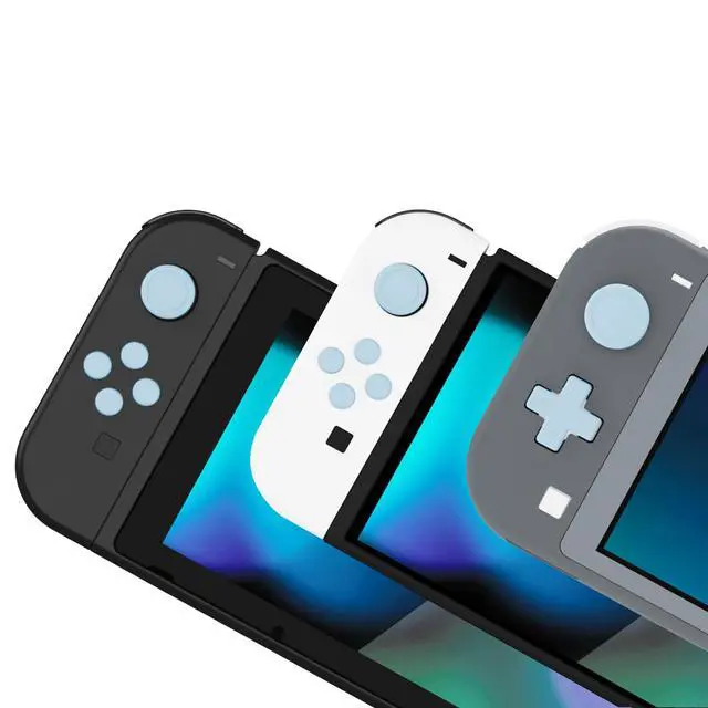 Alt view image 4 of 7 - Silicone Cross D-Pad Button Covers and Thumb Grip Set - Switch Lite D-Pad Button Cap, ABXY Directional Key Button Caps Compatible with Nintendo Switch/OLED Joycon/Switch Lite, Sky Blue