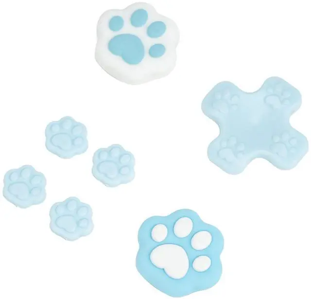 Main image of Silicone Cat Paw Button Caps Thumb Grips Set, Joystick Cover Caps Compatible with Switch/OLED - Blue