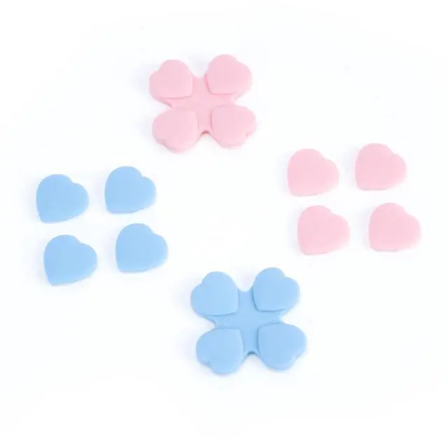 Main image of Silicone Cross D-Pad Button Caps Set Heart Shape Joystick Cover - ABXY Key Buttons Sticker Compatible with Switch/OLED Joy-Con - Pink & Blue