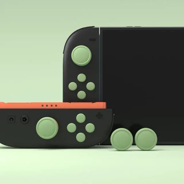 Alt view image 3 of 7 - Button Caps + Thumb Grip Set for Nintendo Switch 2, 2 Silicone Colorful ABXY Directional Button Covers & 2 Joystick Caps for Joycon - Matcha Green