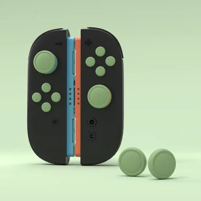 Alt view image 2 of 7 - Button Caps + Thumb Grip Set for Nintendo Switch 2, 2 Silicone Colorful ABXY Directional Button Covers & 2 Joystick Caps for Joycon - Matcha Green