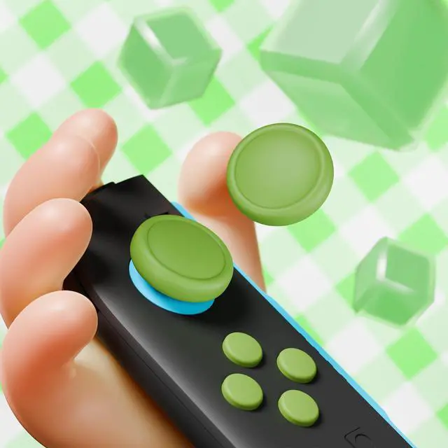 Alt view image 6 of 7 - Button Caps + Thumb Grip Set for Nintendo Switch 2, 2 Silicone Colorful ABXY Directional Button Covers & 2 Joystick Caps for Joycon - Matcha Green