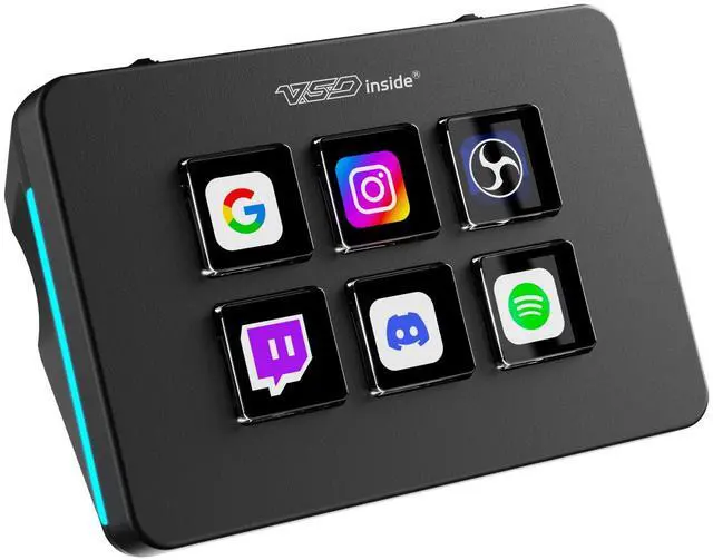 Main image of Mini Stream Controller Deck, Gaming Streaming Macro Pad Keypad, Shortcut Keyboard with 6 Programmable LCD Keys, Customizable Icons & RGB Light, USB Soundboard for Video Editing, OBS, PC, Mac