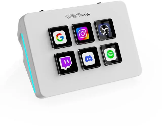 Main image of Mini Stream Controller Deck, Gaming Streaming Macro Pad Keypad, Shortcut Keyboard with 6 Programmable LCD Keys, Customizable Icons & RGB Light, USB Soundboard for Video Editing, OBS, PC, Mac