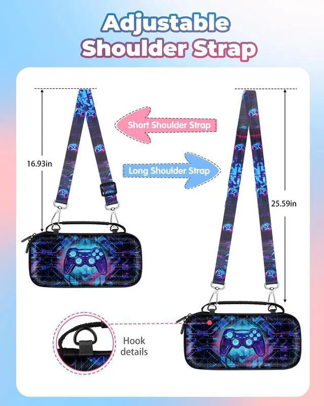 Alt view image 4 of 6 - for Nintendo Switch 2 Carrying Case for Teen Boys - Cute Cool Design for Switch 2 2025 Travel Cases with Handle and Strap Portable Storage Carry Hard Shell for Accessories, Game