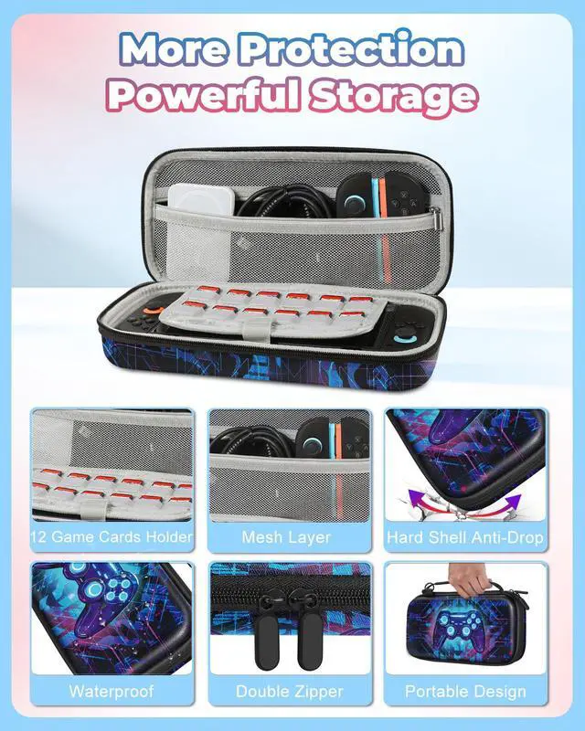 Alt view image 5 of 6 - for Nintendo Switch 2 Carrying Case for Teen Boys - Cute Cool Design for Switch 2 2025 Travel Cases with Handle and Strap Portable Storage Carry Hard Shell for Accessories, Game