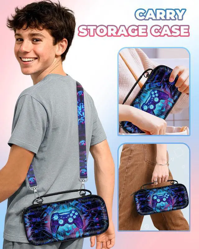 Alt view image 6 of 6 - for Nintendo Switch 2 Carrying Case for Teen Boys - Cute Cool Design for Switch 2 2025 Travel Cases with Handle and Strap Portable Storage Carry Hard Shell for Accessories, Game