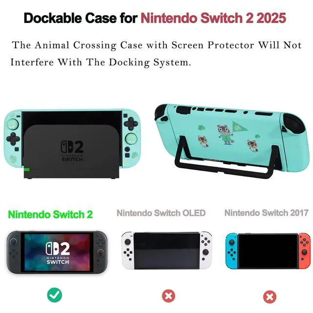 Alt view image 7 of 7 - Accessories Bundle for Nintendo Switch 2 2025 - Accessory kit NS 2 Animal Set Crossing with Carrying Case Protective Cover Screen Protector Game Card Holder Play Stand Thumb Grips