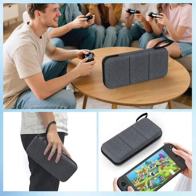 Alt view image 6 of 7 - Switch 2 Carrying Case Compatible with Nintendo Switch 2, Portable Nylon Protector Case with 12 Game Cartridge, Pouch Carrying Protector Travel Bag for Console and Switch2 Accessories, Gray