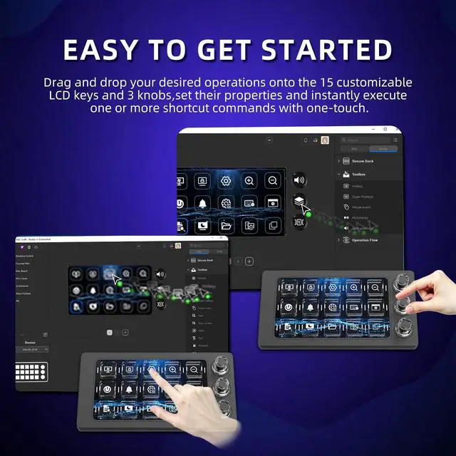 Alt view image 4 of 7 - Stream Controller Deck for PC Work,Live Stream and Video Editing