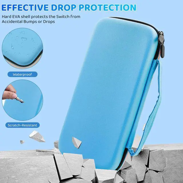 Alt view image 2 of 7 - Blue Carrying Case Compatible with Switch 2(2025), Shockproof Accessories for Switch 2 Console with Slim Portable Storage Travel Bag, Protective Cover, Screen Protector and 2 Cute Thumb Cap