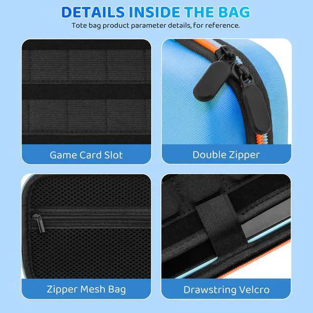 Alt view image 4 of 7 - Blue Carrying Case Compatible with Switch 2(2025), Shockproof Accessories for Switch 2 Console with Slim Portable Storage Travel Bag, Protective Cover, Screen Protector and 2 Cute Thumb Cap