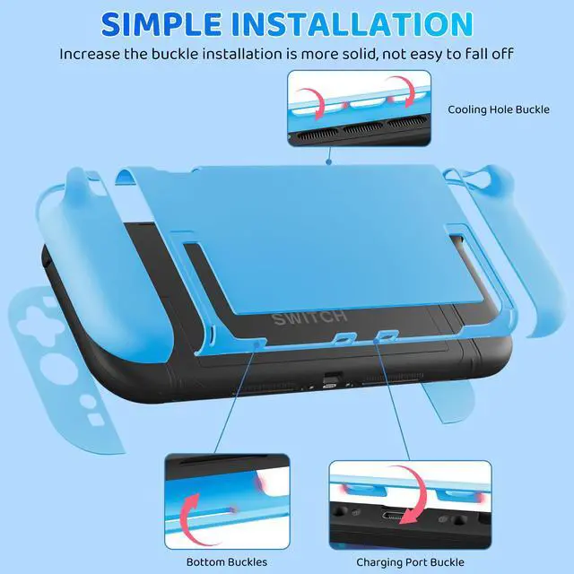 Alt view image 5 of 7 - Blue Carrying Case Compatible with Switch 2(2025), Shockproof Accessories for Switch 2 Console with Slim Portable Storage Travel Bag, Protective Cover, Screen Protector and 2 Cute Thumb Cap