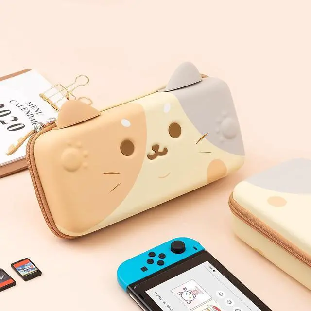 Alt view image 7 of 7 - Cat Ears Carry Case Compatible with Nintendo Switch OLED - Portable Hardshell Slim Travel Carrying Case fit Switch Console & Game Accessories (Multicolor, Large)