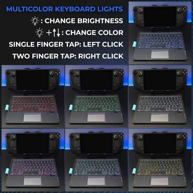 Alt view image 6 of 6 - DeckTop - Steam Deck Keyboard and Bluetooth Trackpad Mouse with Multicolor LED Laptop Accessory for Valve Linux PC Gaming Accessories (Steam Deck/ROG Ally)