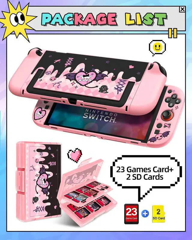Alt view image 5 of 6 - 6in1 Kits Accessories Bundle for Nintendo Switch 2 2025 - Cute Carrying Case, Protective Cover, Joy Con Grips, Thumb Grips, 24 Game Holder, Shoulder Strap Teens Boys Girls, Skull