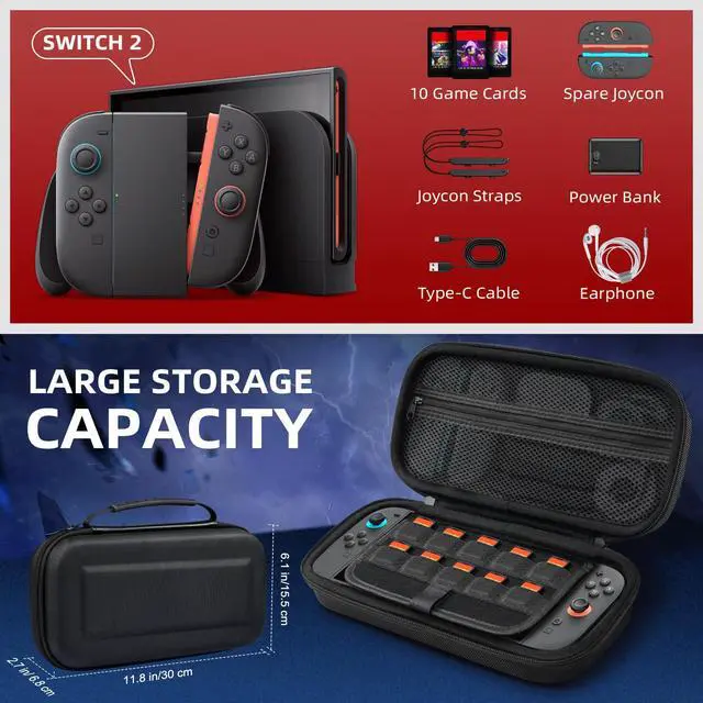 Alt view image 3 of 7 - Carrying Case for Nintendo Switch 2 (2025), Black