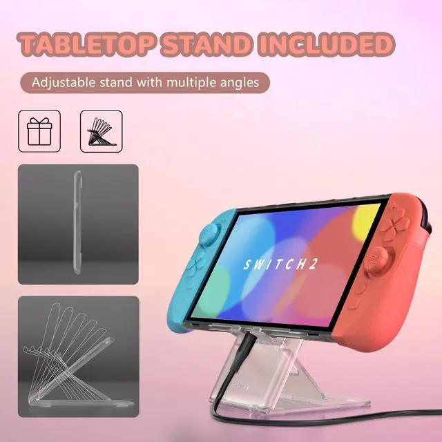 Alt view image 6 of 7 - Ranger Protective Case for Nintendo Switch 2 with Stand | Ergonomic Anti-Slip Silicone Grips, Dockable Hard Shell, 4 Thumbstick Caps | Quick-Release-Joycon Full-Body Cover, Blue & Orange