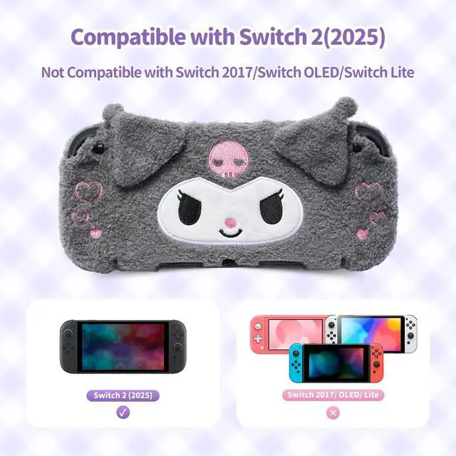 Alt view image 2 of 7 - Cute Plush Protective Case Compatible with Switch 2 (2025), Anti-Scratch and Shock-Absorption Hard PC Shell Cover for Switch 2 Game Console and Joystick Controller - KLM