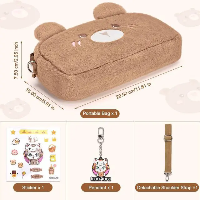 Alt view image 2 of 7 - Switch 2 Case for Switch 2 Model 2025, Switch 2 Carrying Case, Detachable Shoulder Strap & Stickers & Pendant (Brown Bear)
