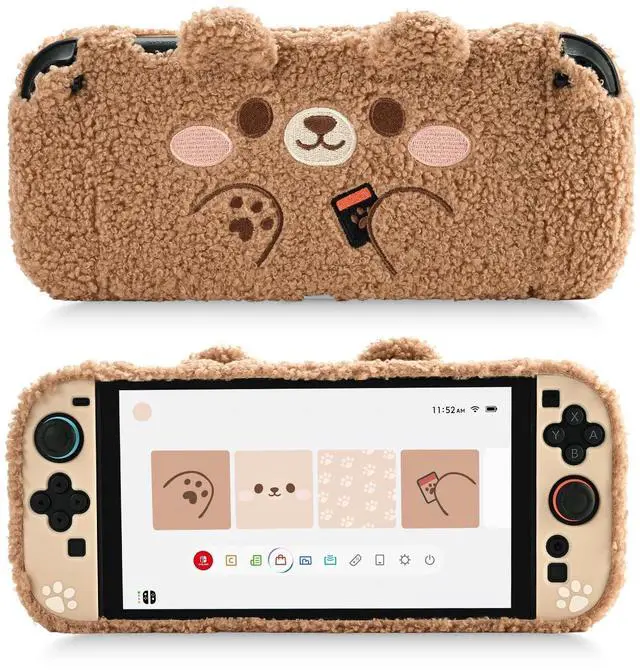 Main image of Plush Case Compatible with Switch 2 (2025), NS2 Protective Cover for Switch Console and Grip Joy Controller, Plush Bear