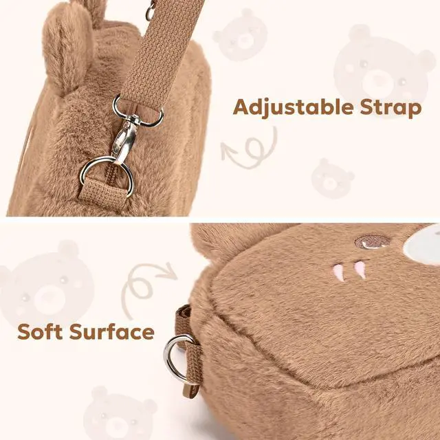 Alt view image 3 of 7 - Switch 2 Case for Switch 2 Model 2025, Switch 2 Carrying Case, Detachable Shoulder Strap & Stickers & Pendant (Brown Bear)