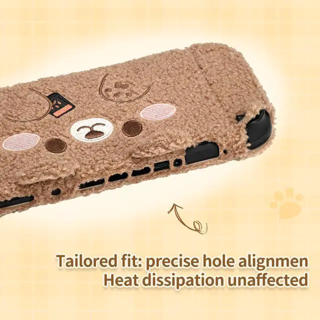 Alt view image 4 of 7 - Plush Case Compatible with Switch 2 (2025), NS2 Protective Cover for Switch Console and Grip Joy Controller, Plush Bear