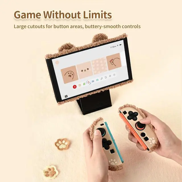 Alt view image 5 of 7 - Plush Case Compatible with Switch 2 (2025), NS2 Protective Cover for Switch Console and Grip Joy Controller, Plush Bear