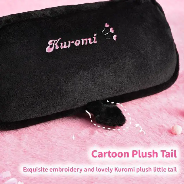 Alt view image 5 of 7 - Fuzzy Crossbody Bag Compatible with Switch 2 (2025), Large Capacity Soft Switch 2 Travel Carrying Case with 2 Removable Shoulder Straps - Black KLM