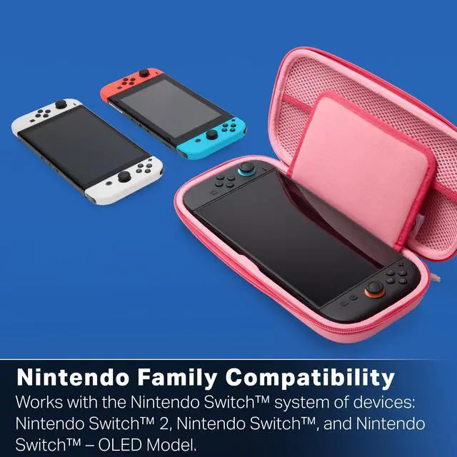 Alt view image 3 of 7 - Protection Case for Nintendo Switch 2 - Kirby Mouthful, Officially Licensed, Protective Storage, Holds up to 9 Game Cards and 2 microSD Express Cards, Integrated Play Stand
