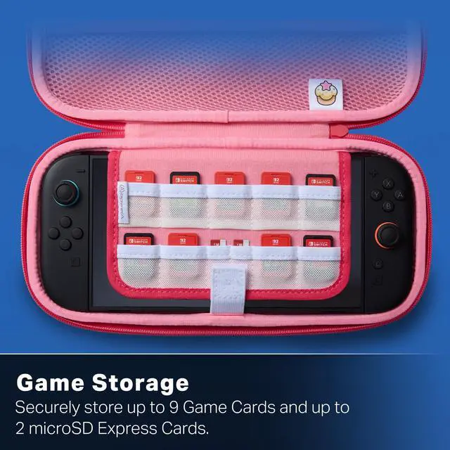 Alt view image 4 of 7 - Protection Case for Nintendo Switch 2 - Kirby Mouthful, Officially Licensed, Protective Storage, Holds up to 9 Game Cards and 2 microSD Express Cards, Integrated Play Stand
