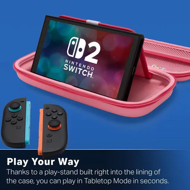 Alt view image 5 of 7 - Protection Case for Nintendo Switch 2 - Kirby Mouthful, Officially Licensed, Protective Storage, Holds up to 9 Game Cards and 2 microSD Express Cards, Integrated Play Stand