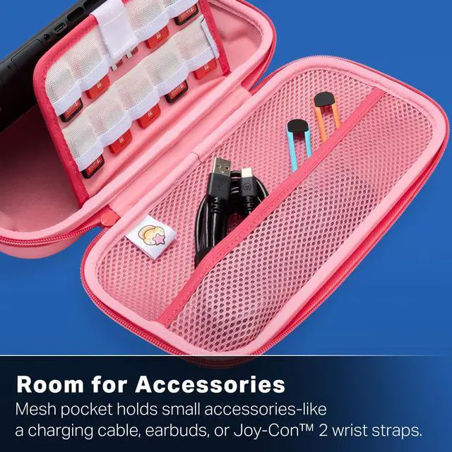 Alt view image 6 of 7 - Protection Case for Nintendo Switch 2 - Kirby Mouthful, Officially Licensed, Protective Storage, Holds up to 9 Game Cards and 2 microSD Express Cards, Integrated Play Stand