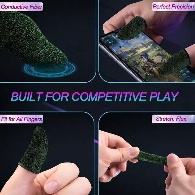 Alt view image 3 of 6 - Bluradio 10 Pieces Gaming Finger Sleeves for Mobile