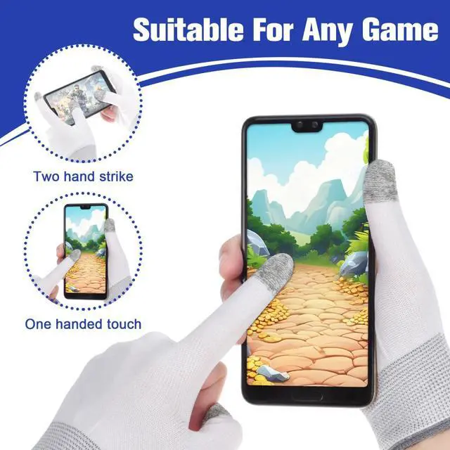 Alt view image 3 of 7 - 2 Pairs Gaming Finger Gloves - Touchscreen Sleeves for Mobile Gaming, Esports & Free Fire - Breathable Nylon & Graphene for Sweaty Hands, Pro Gamer Gloves