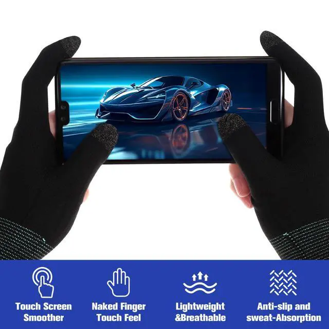 Alt view image 4 of 7 - 2 Pairs Gaming Finger Gloves - Touchscreen Sleeves for Mobile Gaming, Esports & Free Fire - Breathable Nylon & Graphene for Sweaty Hands, Pro Gamer Gloves