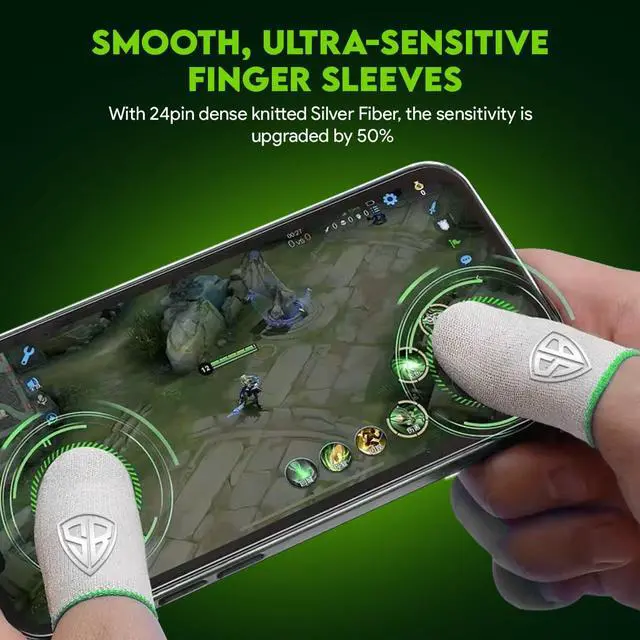 Alt view image 2 of 7 - Silver Fiber Thumb & Finger Sleeve for Mobile Game (4 Pieces), Pubg,Cod,Freefire -with Metal Carry Box-Pack of 2 Pair