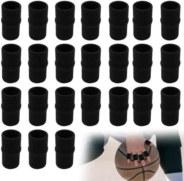 Main image of 24 Pcs Finger Compression Sleeves,Black Sport Finger Sleeves Protectors,Breathable Elastic Finger Support for Sports, Typing, and Daily Use