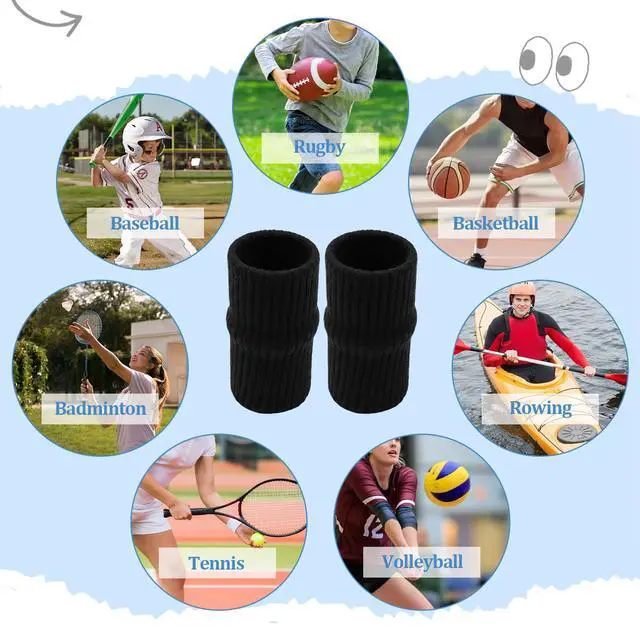 Alt view image 6 of 6 - 24 Pcs Finger Compression Sleeves,Black Sport Finger Sleeves Protectors,Breathable Elastic Finger Support for Sports, Typing, and Daily Use